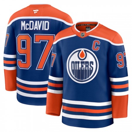 Mænd NHL Edmonton Oilers Trøje 2024-25 Fanatics Premium Connor McDavid Blå Hjemme